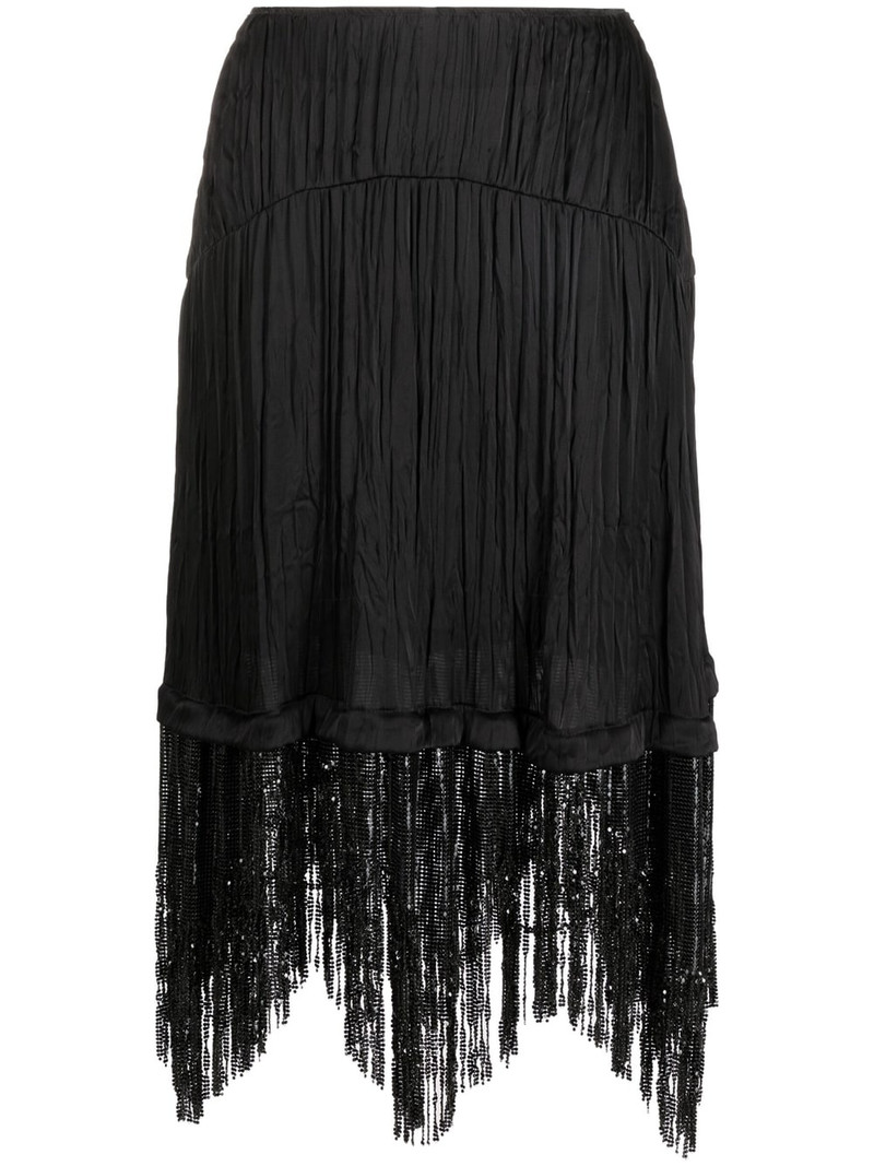 fringe-detail asymmetric skirt - 1