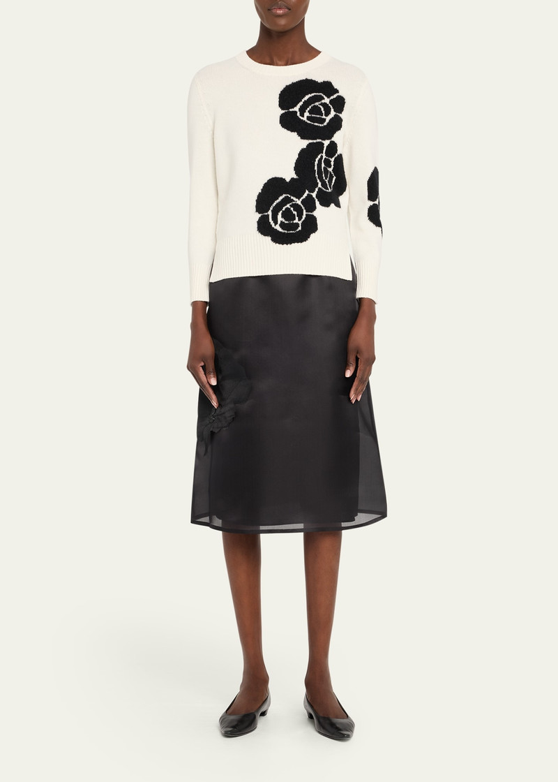 AKRIS 3D Anemone Cashmere-Silk Crewneck Sweater outlook