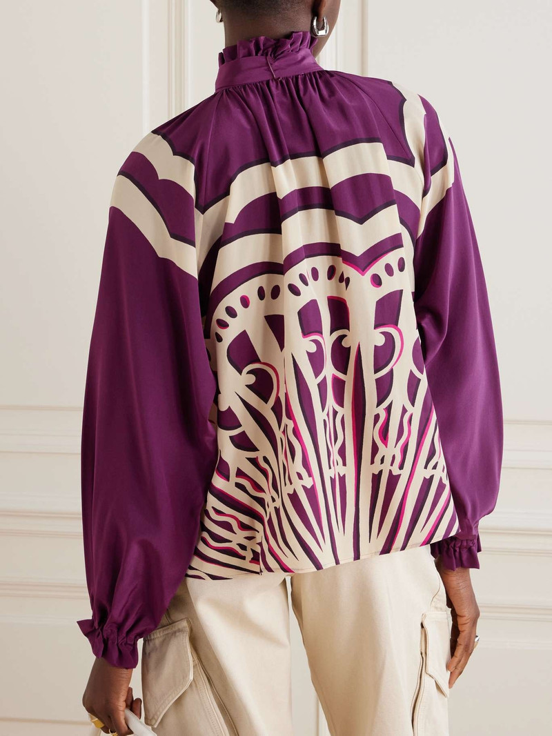 Cerere tie-detailed printed silk crepe de chine blouse 4