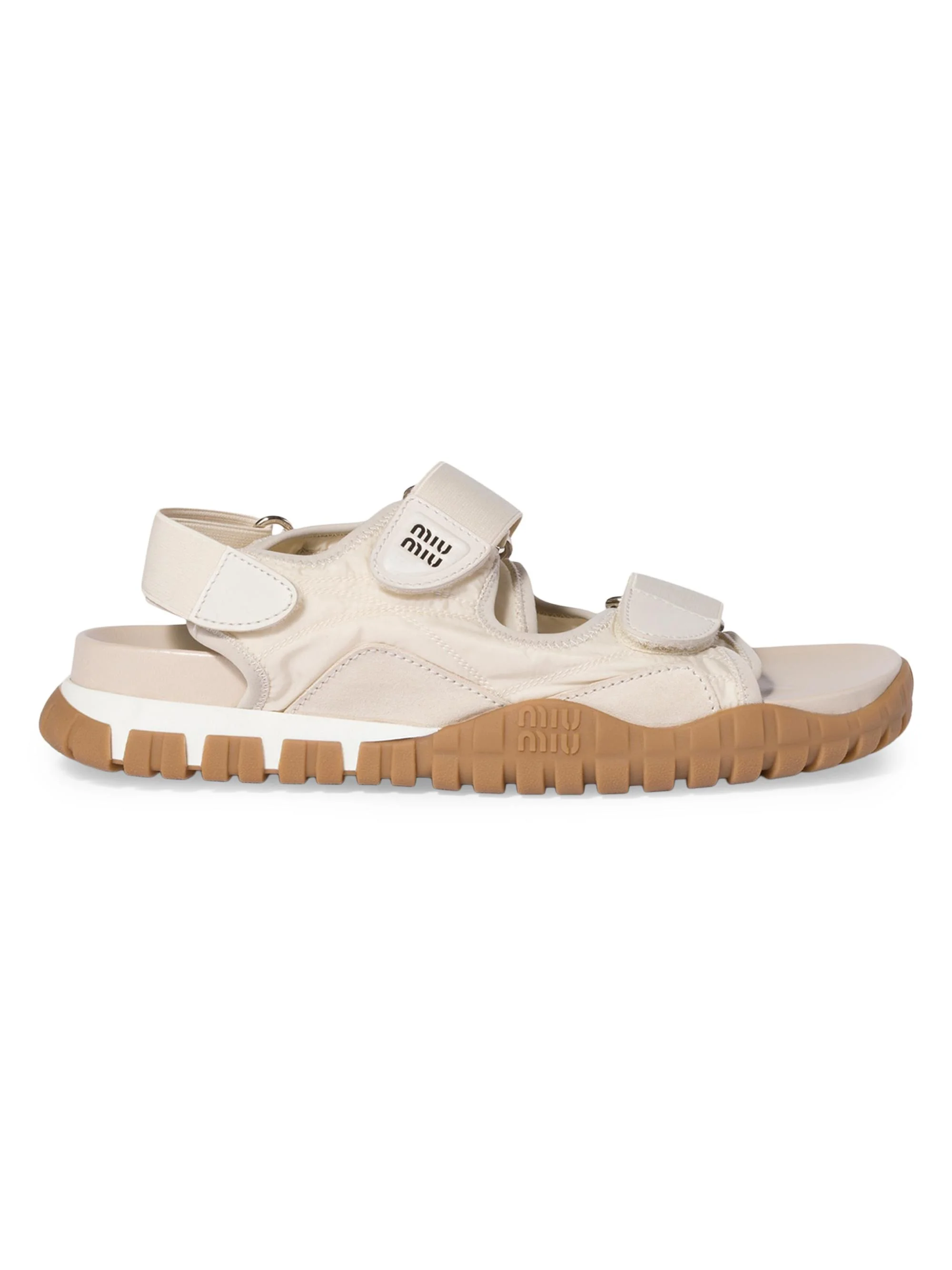 Women's Tyre Technical Fabric and Suede Sandals - Beige Khaki - 1
