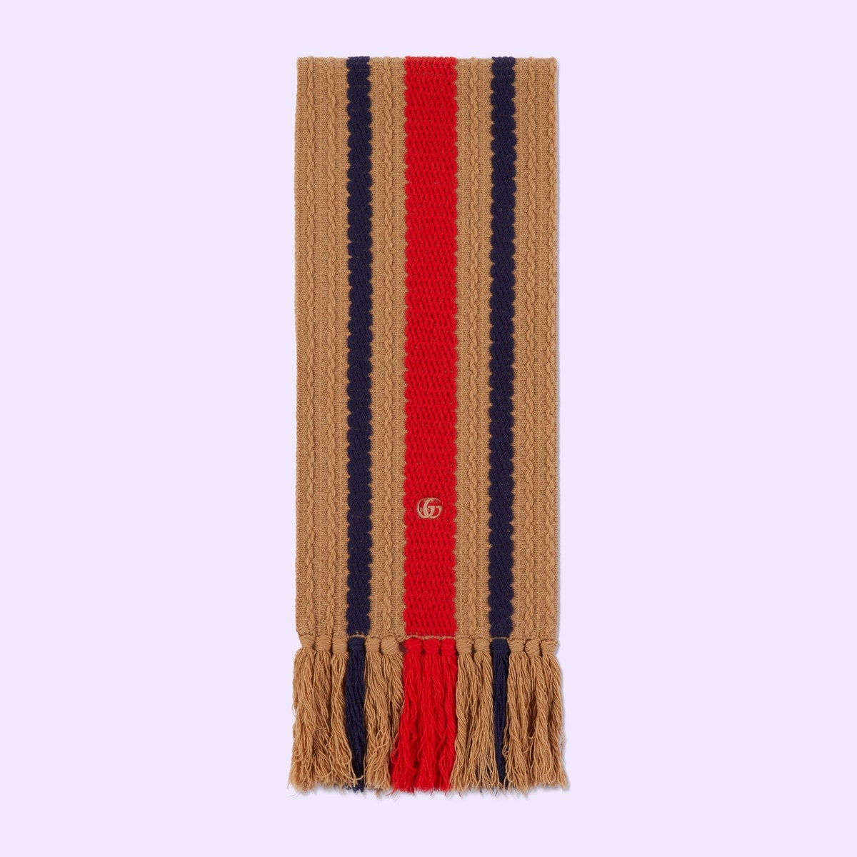 Striped knit wool scarf - 1