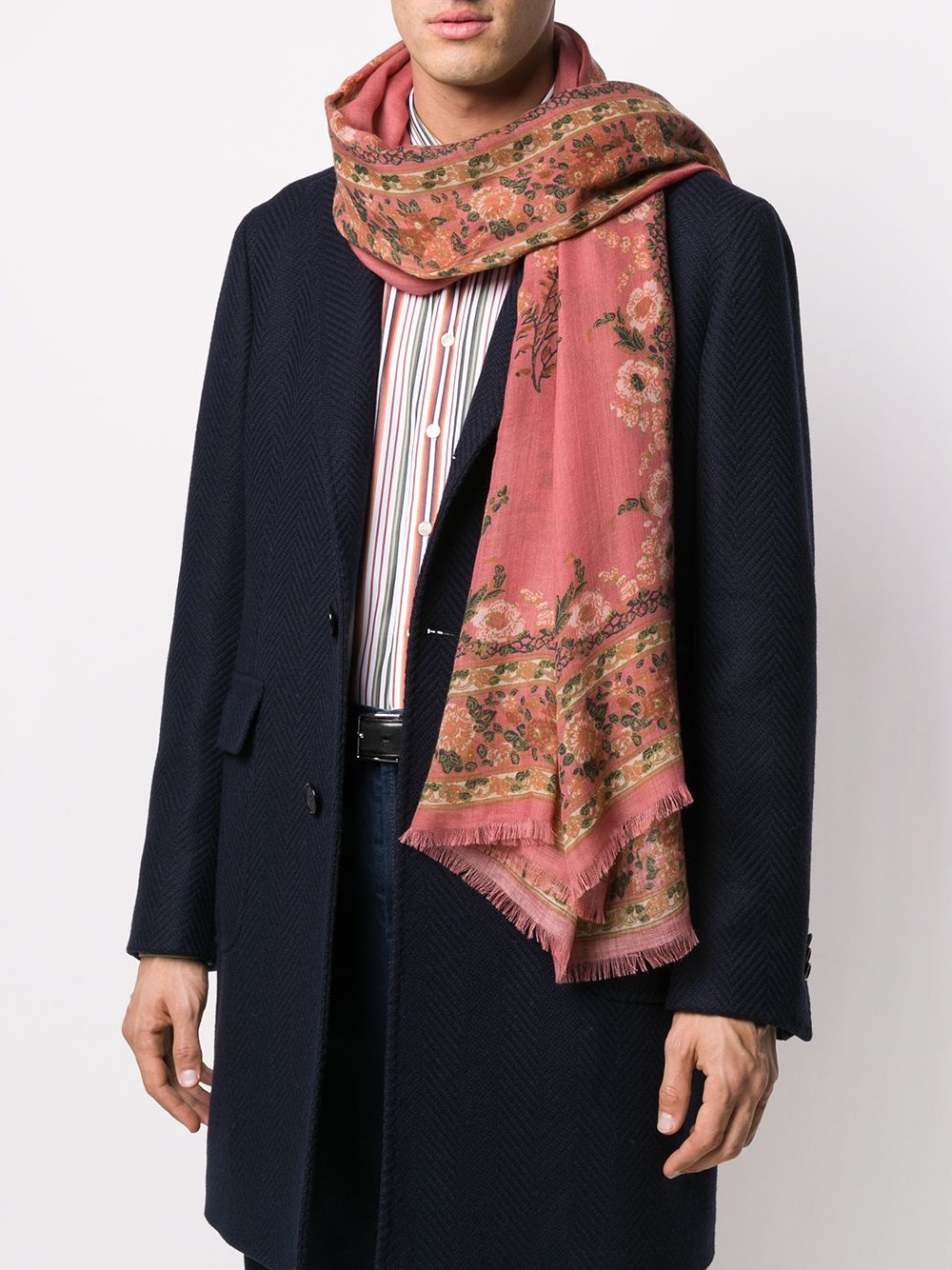 floral print cashmere scarf - 2