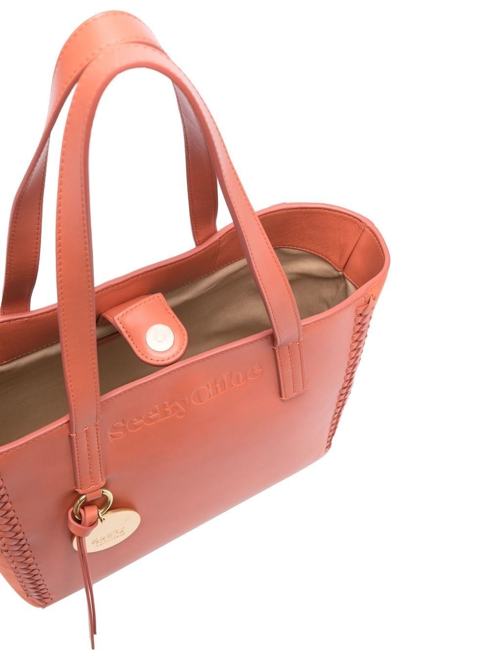 leather embossed-logo tote bag - 5