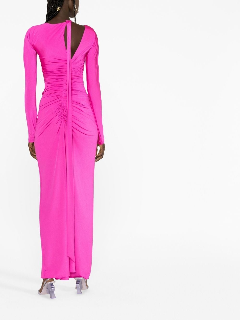 asymmetric ruched maxi dress - 4