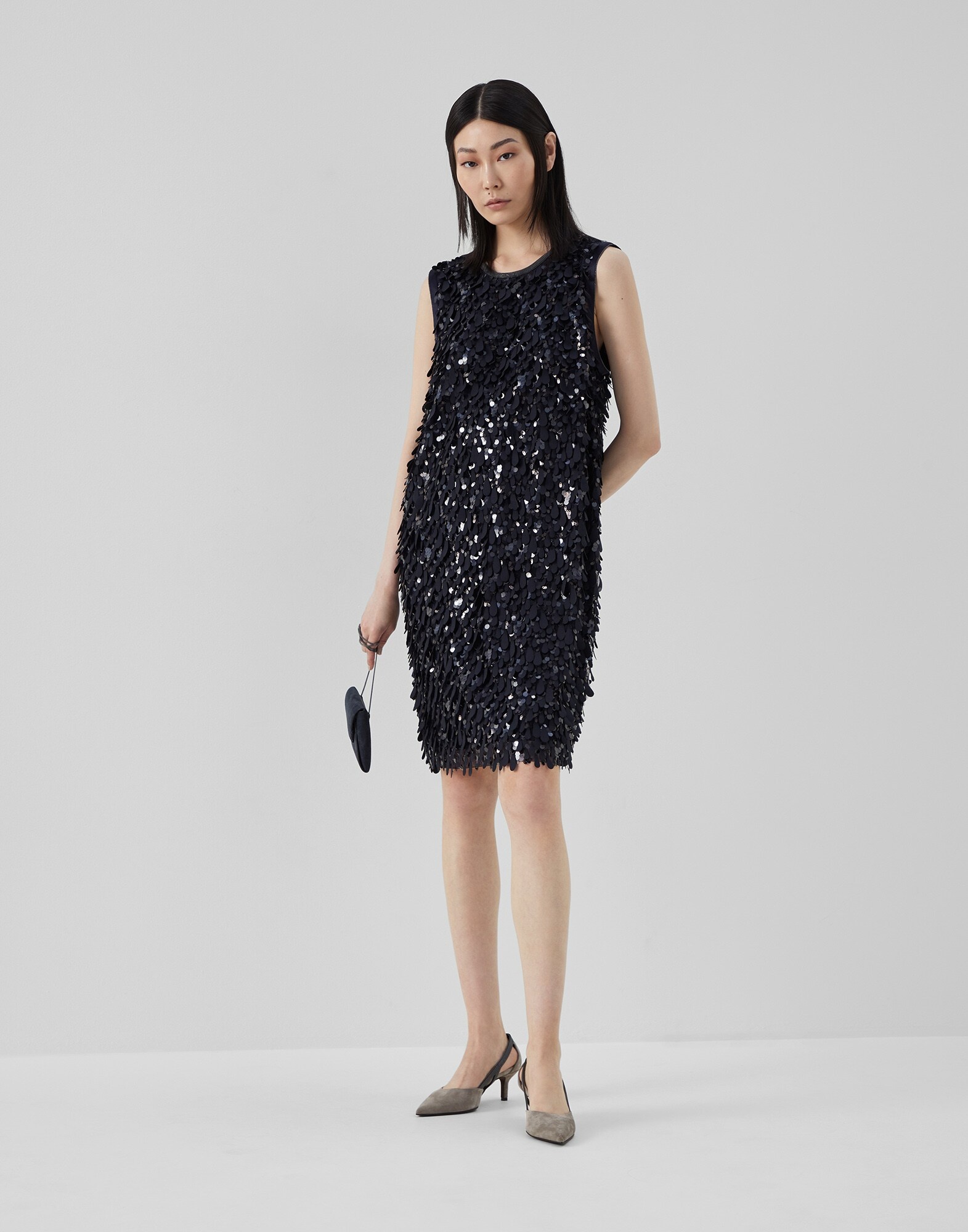 Jazz Droplets dress in tropical luxury wool with precious neckline - 5