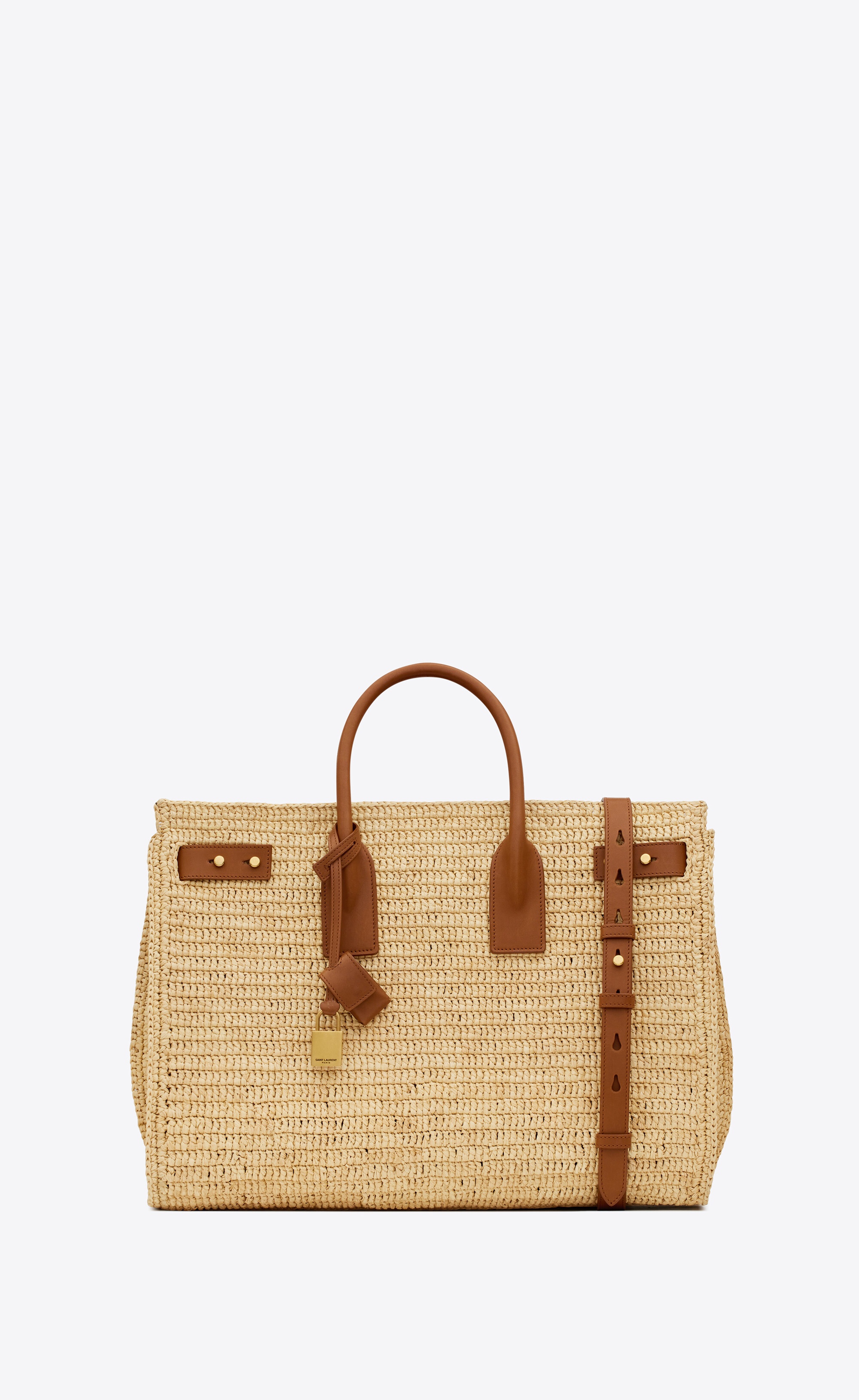 sac de jour medium supple in raffia and vegetable-tanned leather - 1