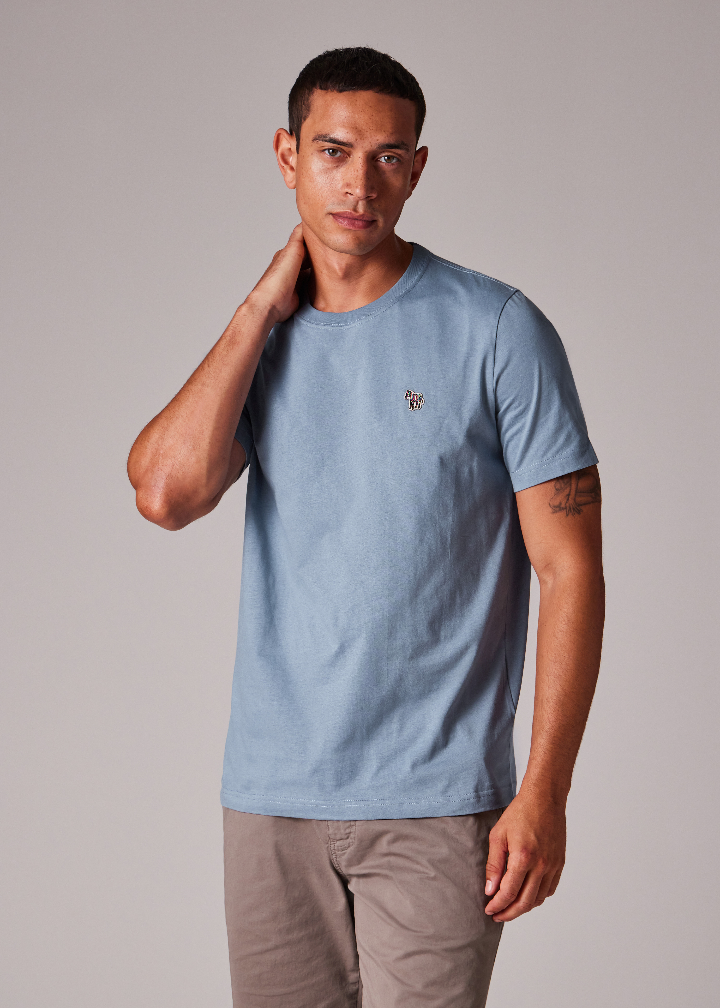 Pale Indigo Organic Cotton Zebra Logo T-Shirt - 4