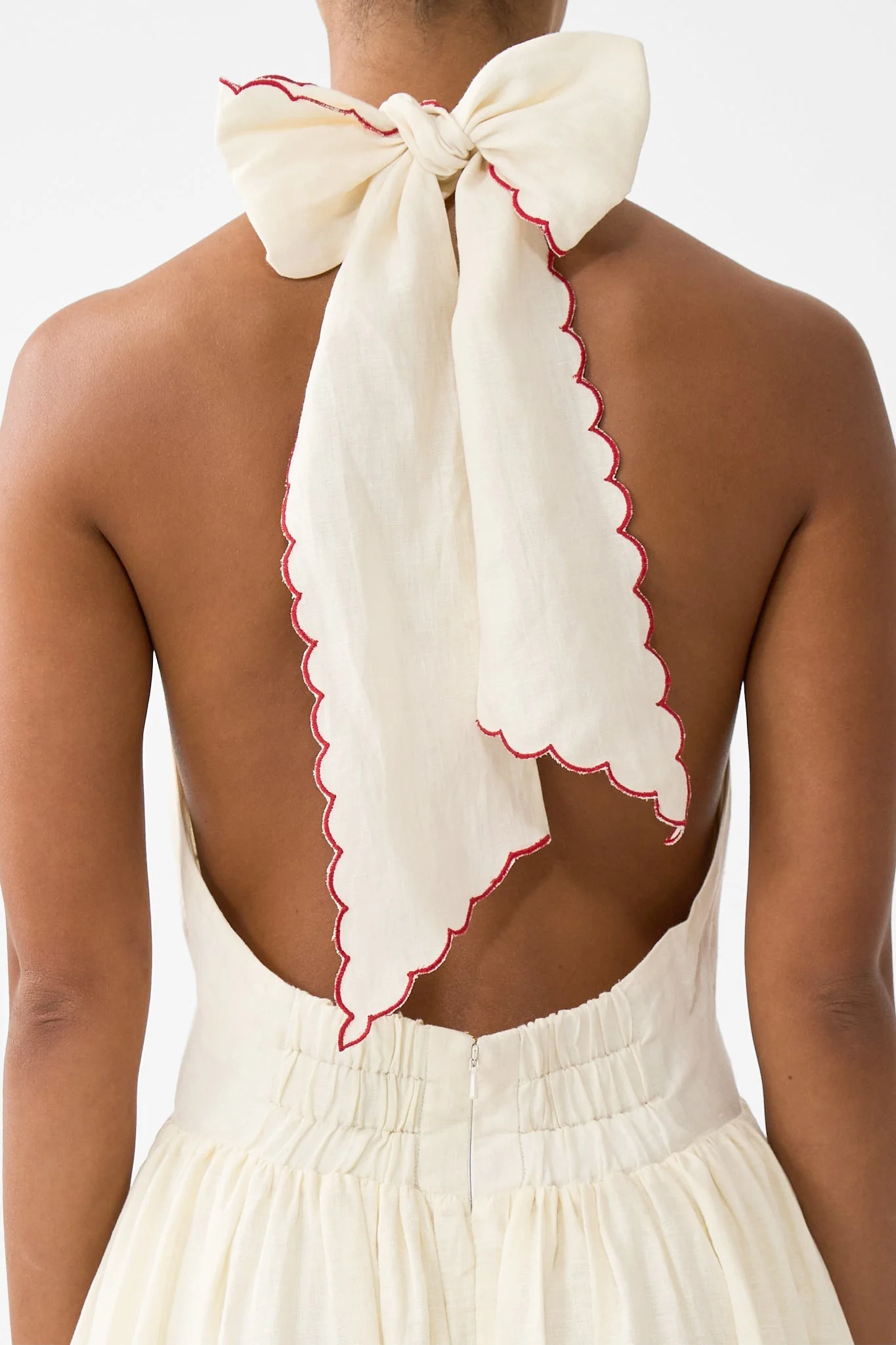 CAMILLA RUFFLE HEM HALTER DRESS - 00038292-HIGHHOOK
