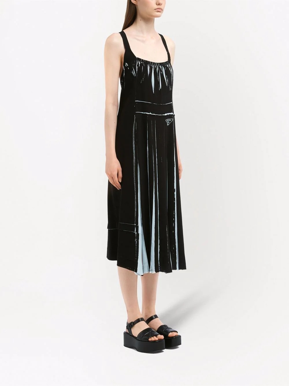 sleeveless printed sablé dress - 3
