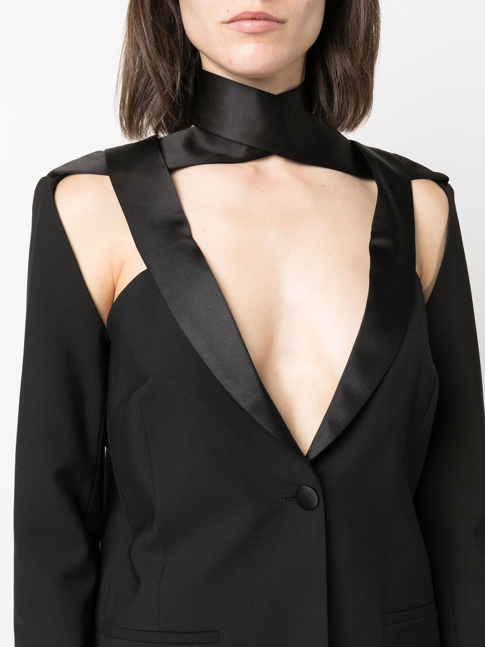 cut-out single-breasted blazer - 5