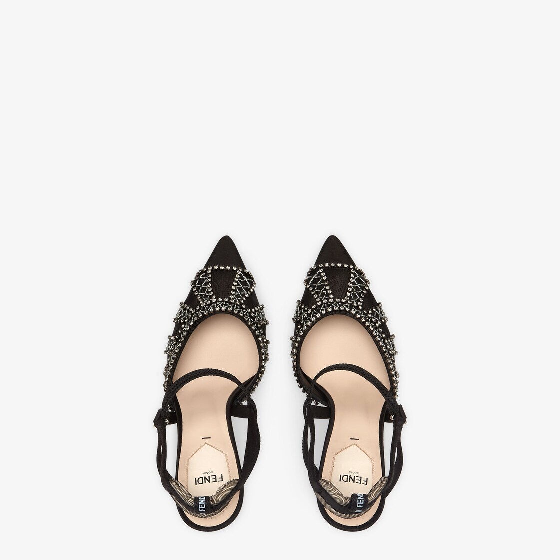 Black micromesh high-heeled slingbacks - 4