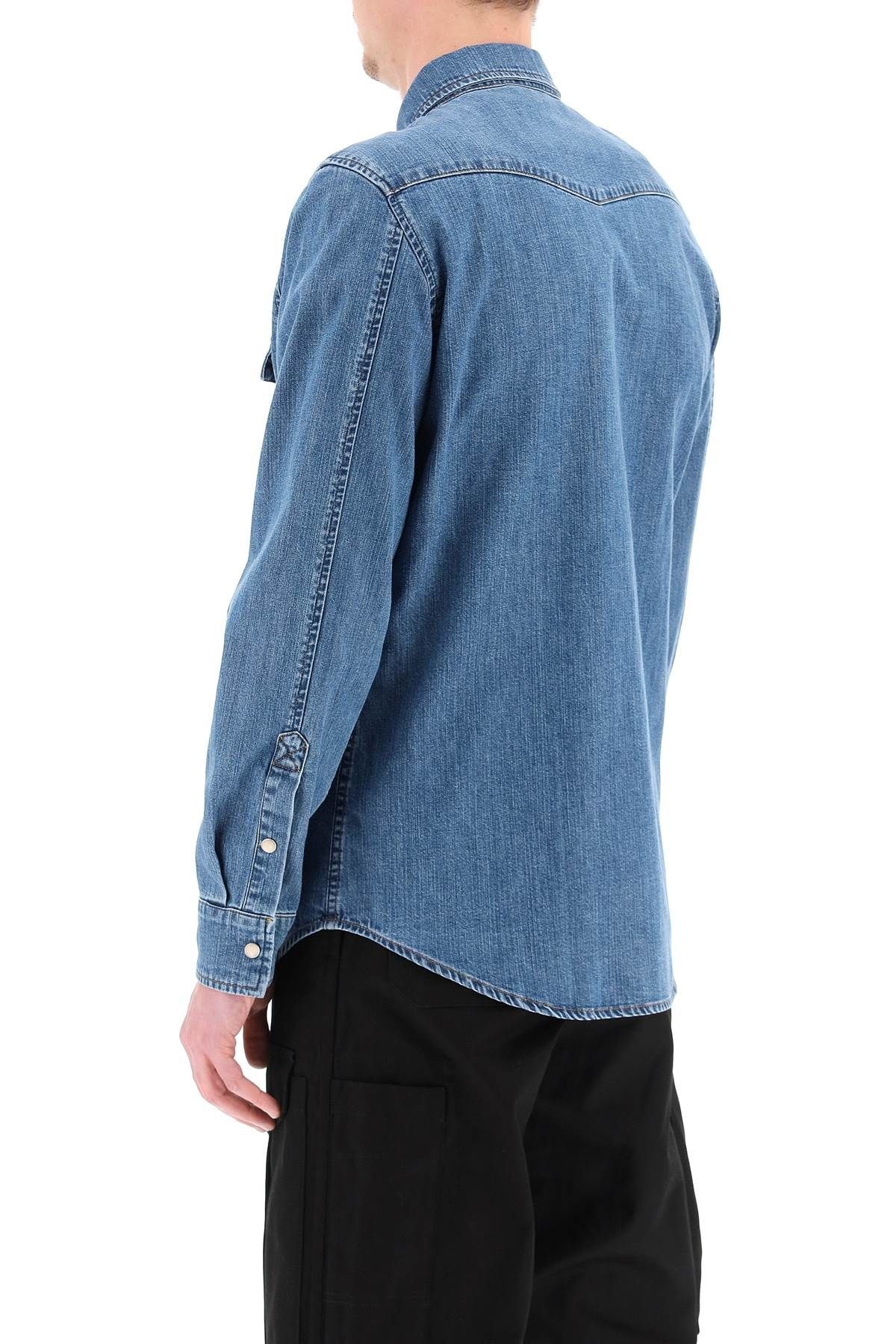 DENIM SHIRT WITH EMBROIDERED LOGO - 4