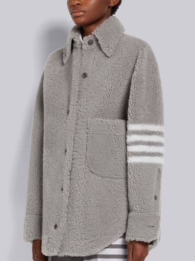 Thom Browne Medium Grey Dyed Shearling 4-Bar Supersized Shirt Jacket outlook