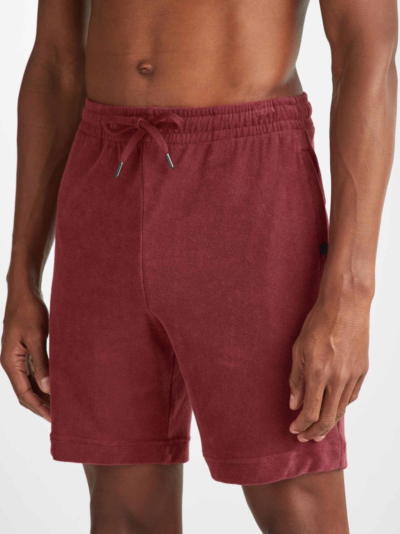 Men's Towelling Shorts Isaac Terry Cotton Burgundy - 5