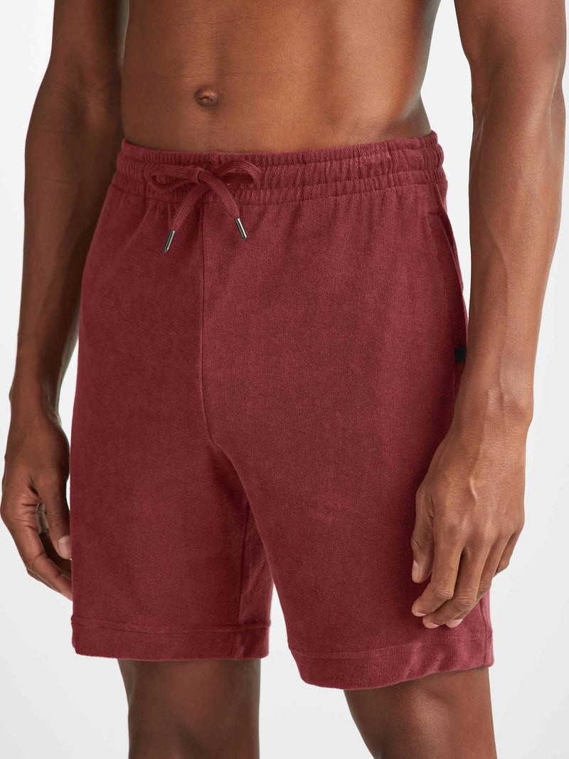 Men's Towelling Shorts Isaac Terry Cotton Burgundy 5