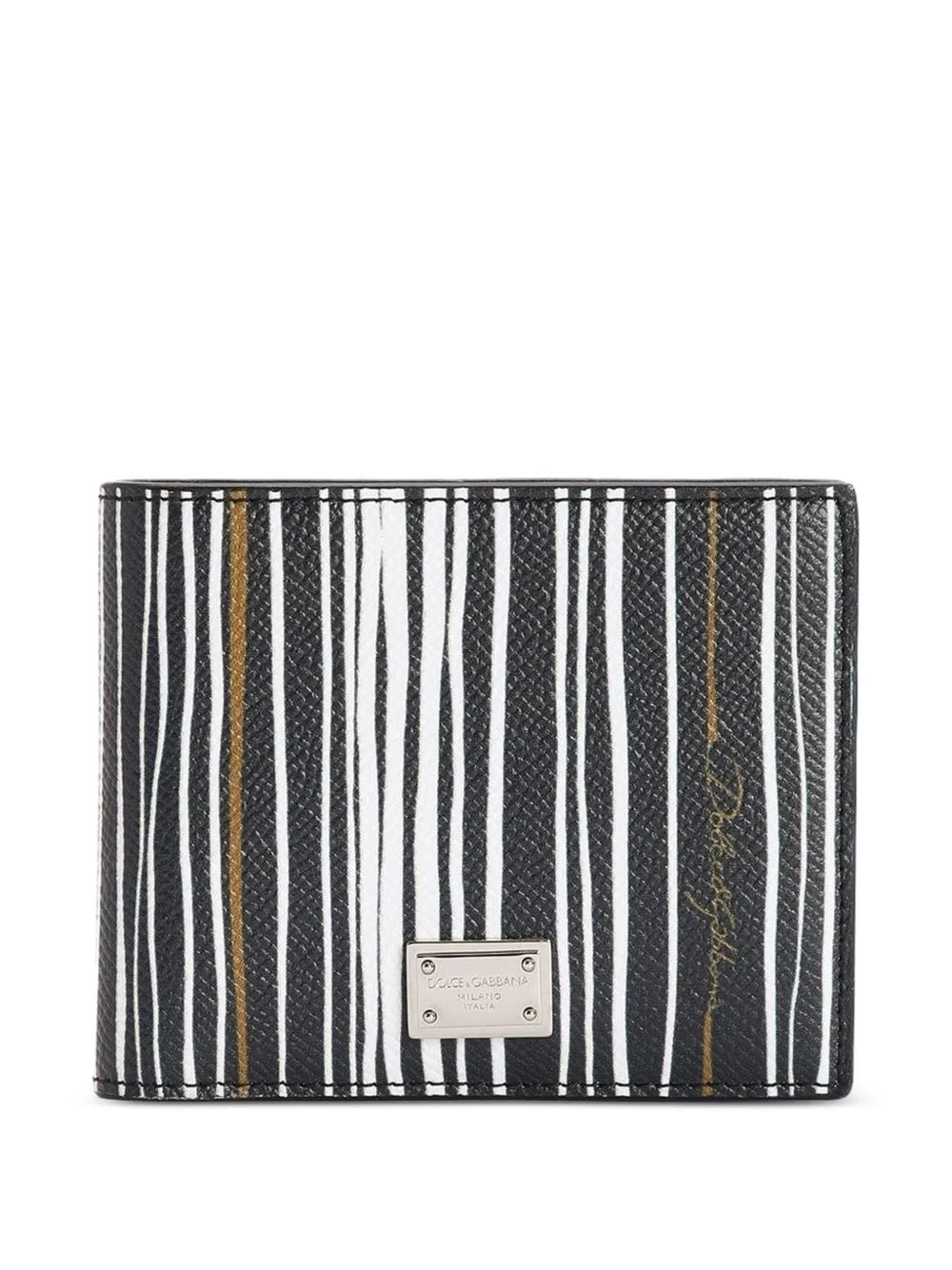 stripe-print calfskin wallet - 1