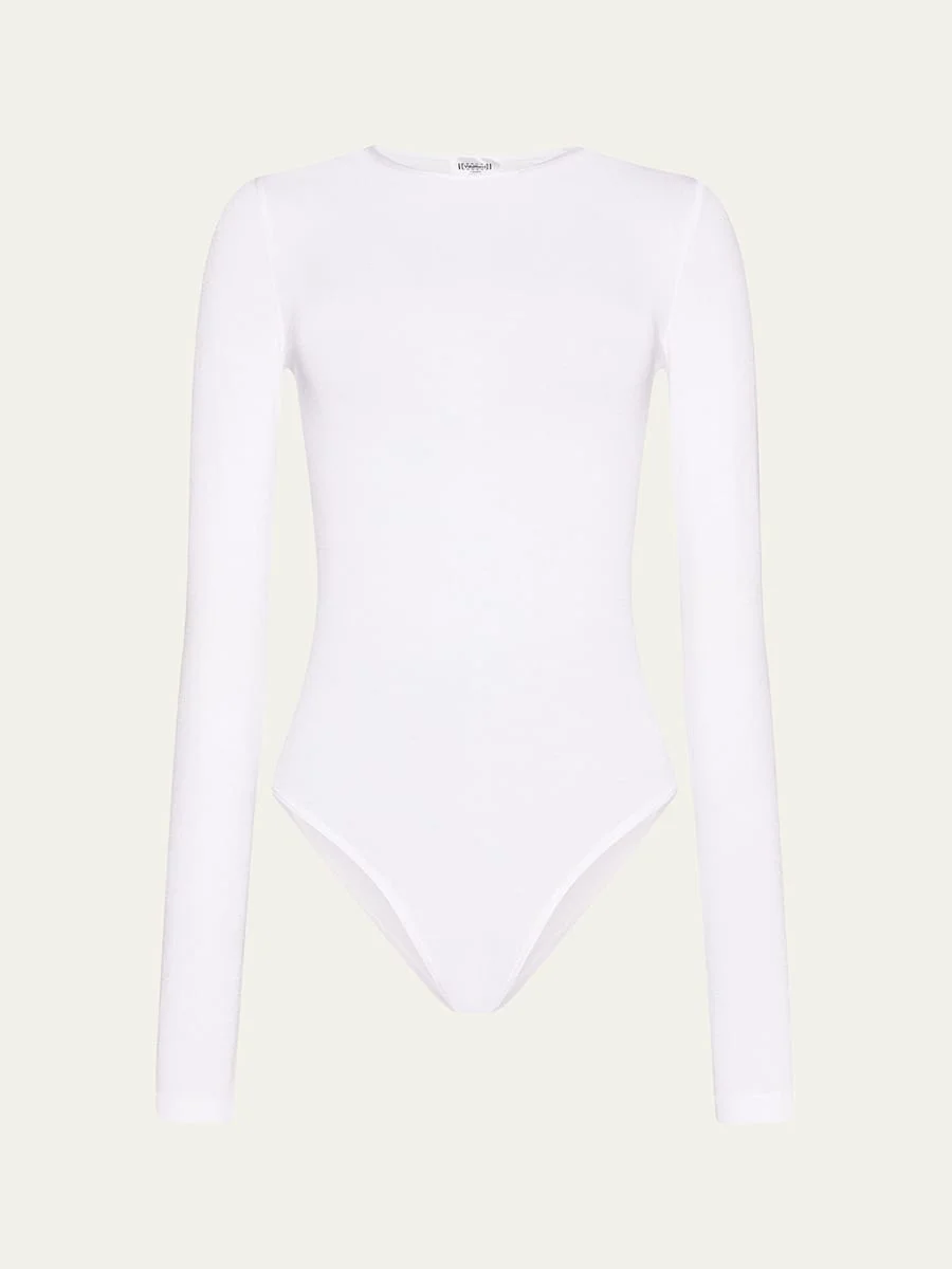 Jewel Neck Long-Sleeve Bodysuit - 1