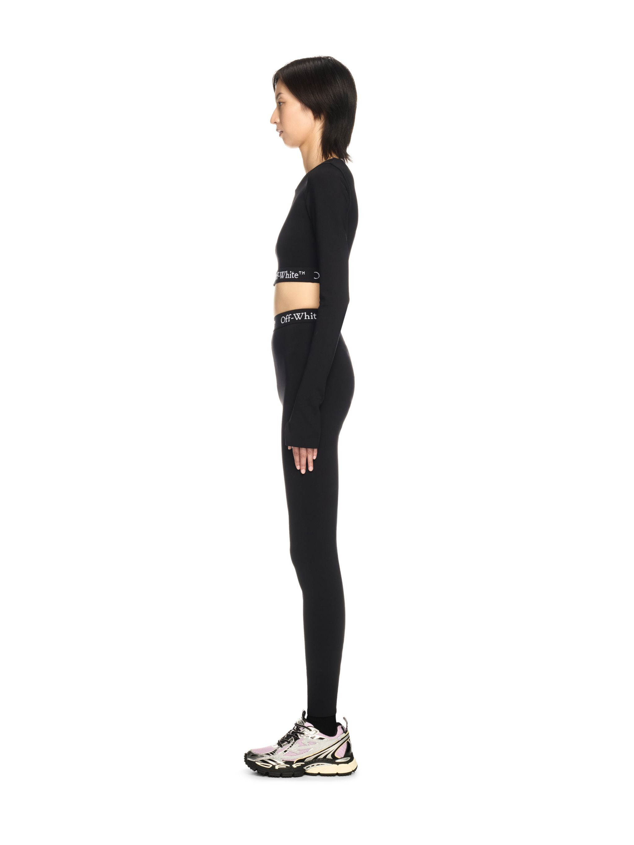 Black Logo Band Leggings - 3