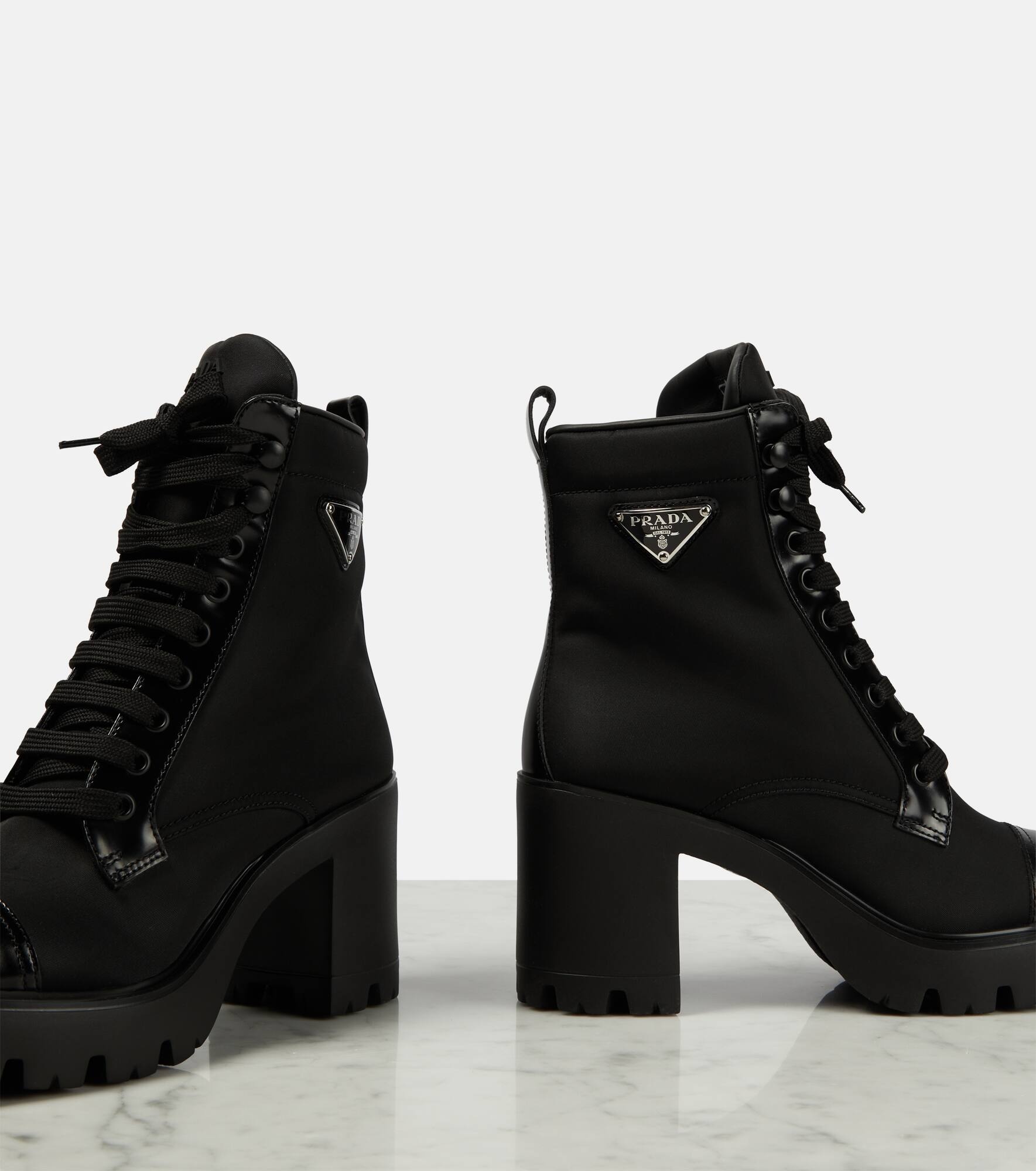 Leather-trimmed lace-up boots - 6