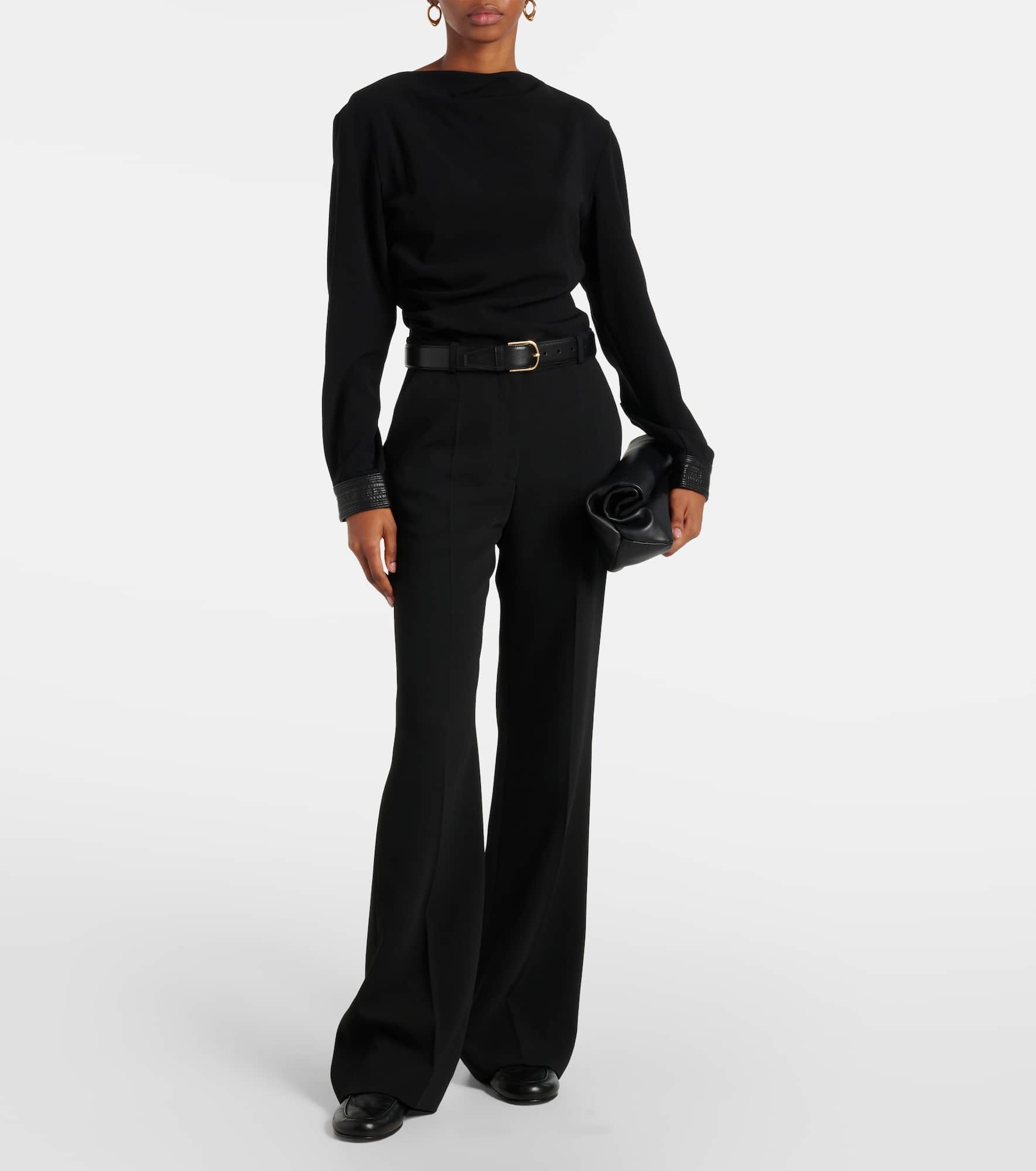 Alexis faux leather-trimmed crêpe top - 2