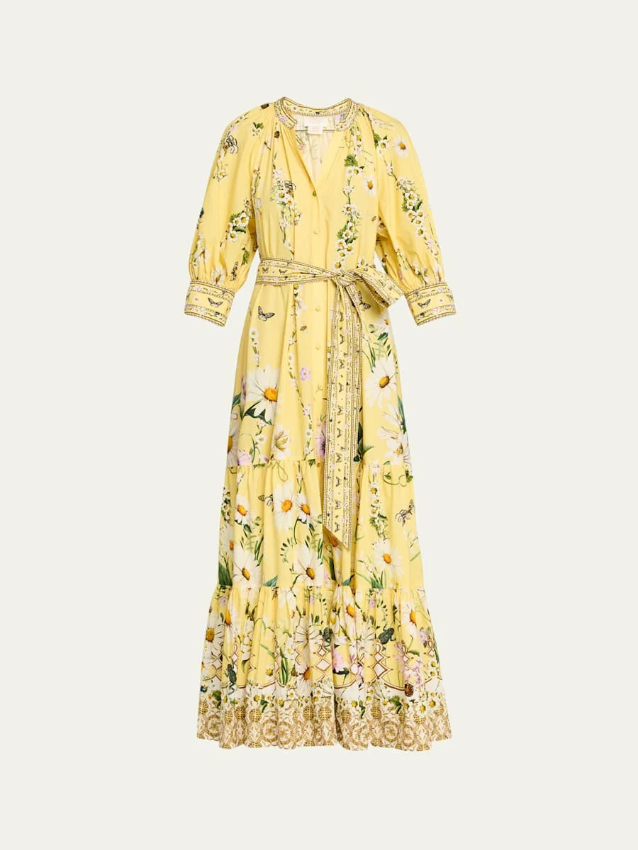 Daisy Chains Tiered Maxi Shirtdress - 1