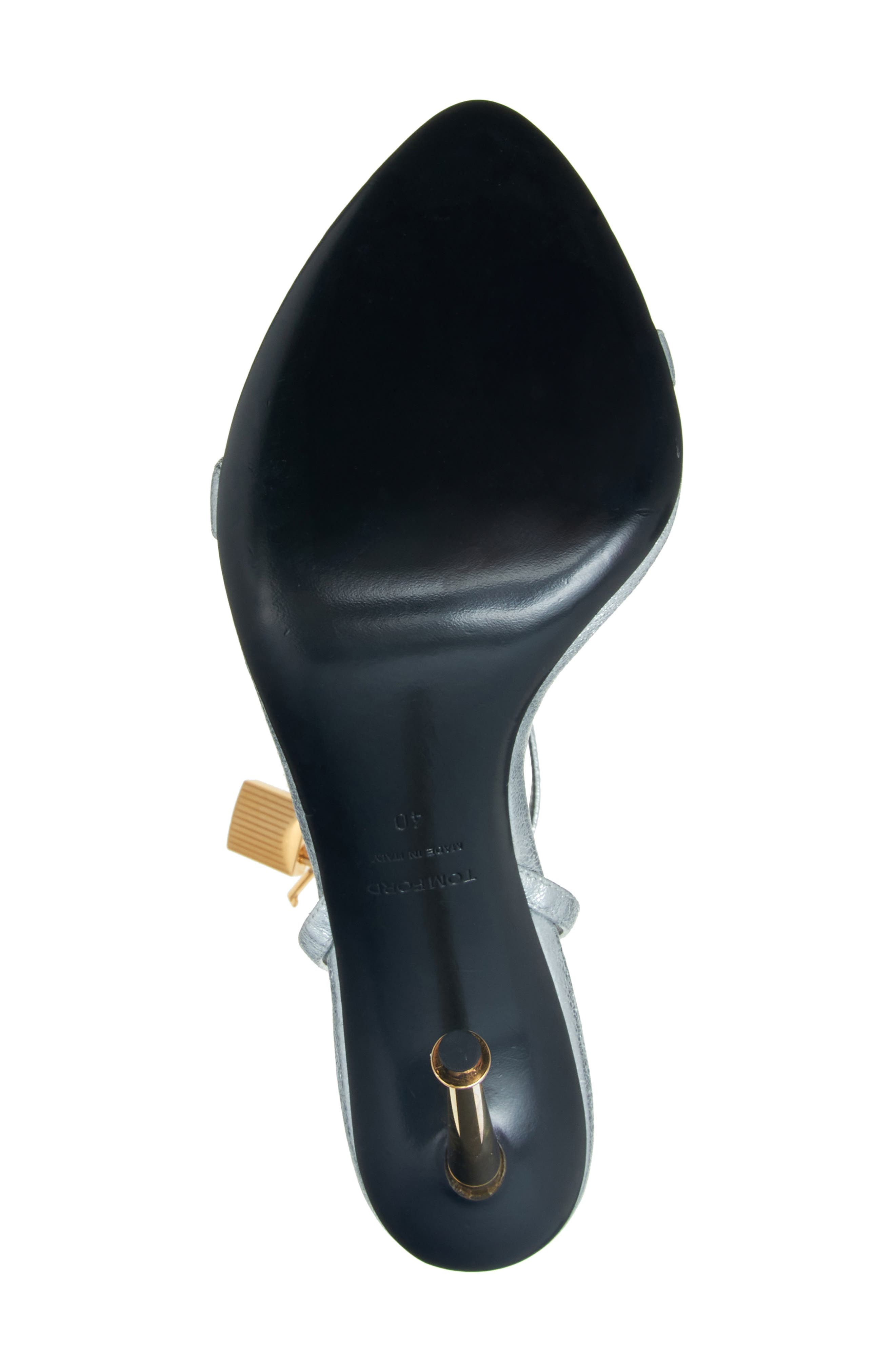 Padlock Naked Metallic Pointy Toe Sandal - 6