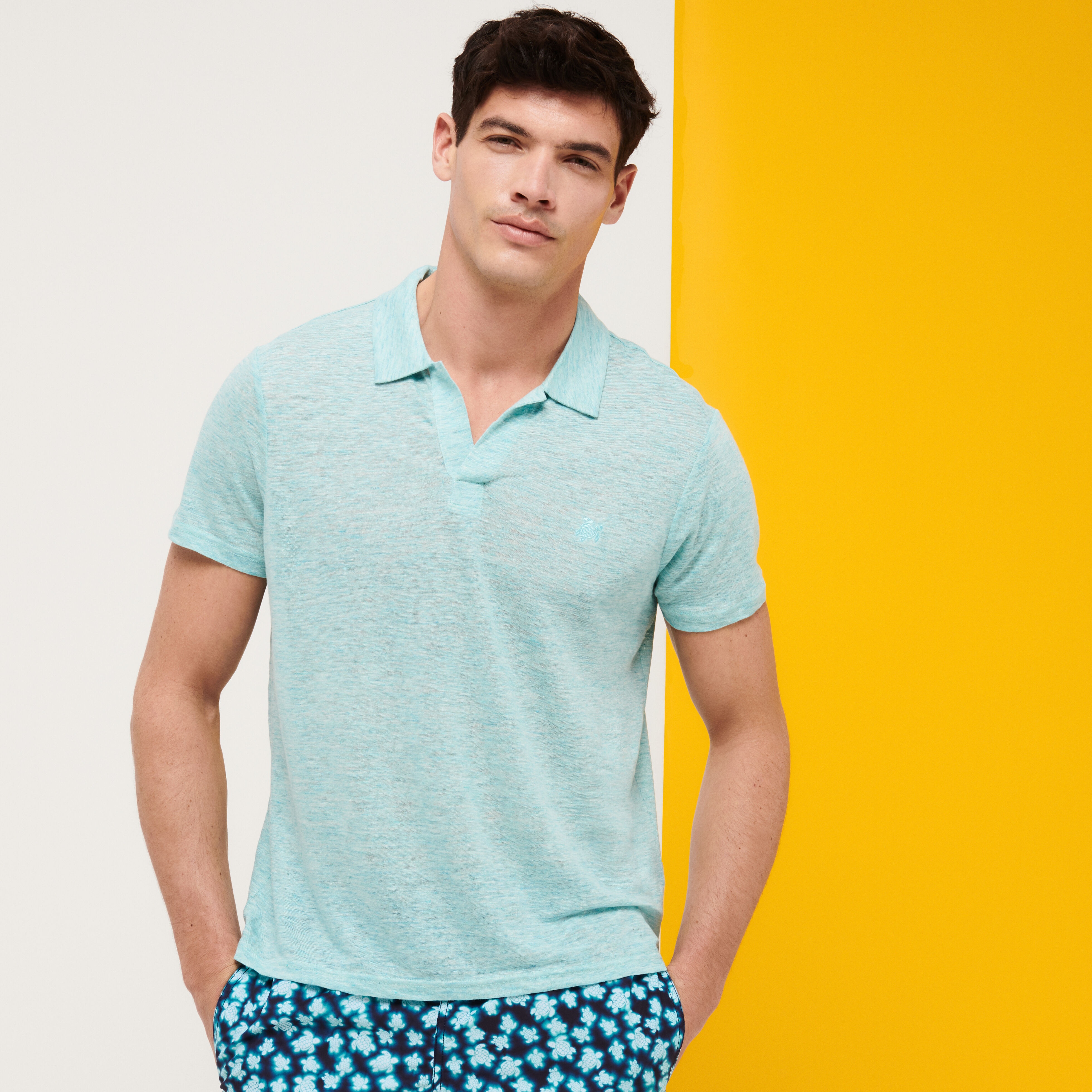 Men Linen Jersey Polo Shirt Solid - 3