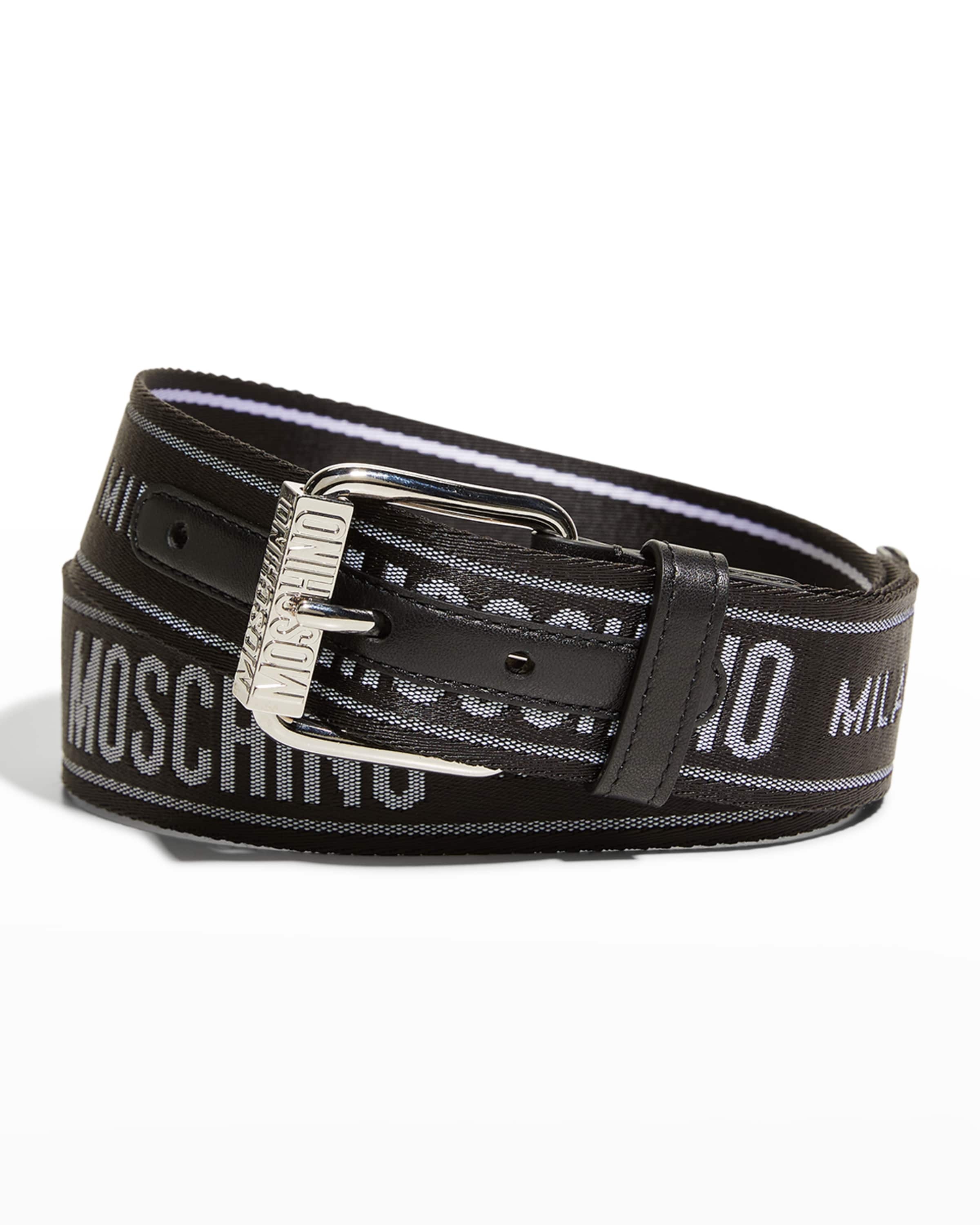 Moschino logo-plaque buckled belt - Black