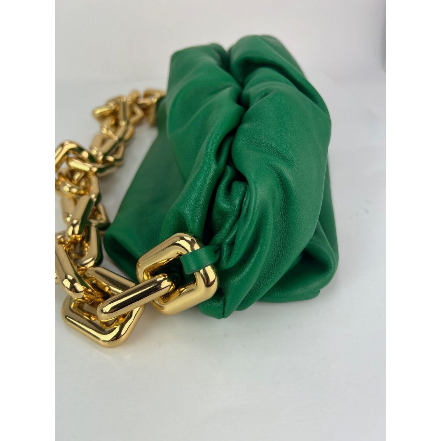 Bottega Veneta Green Chain Leather Pouch Bag  Clutch - 8