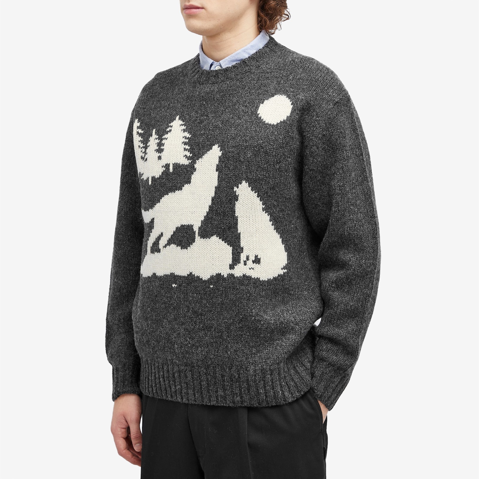 Beams Plus Intarsia Wolf Jumper - 2