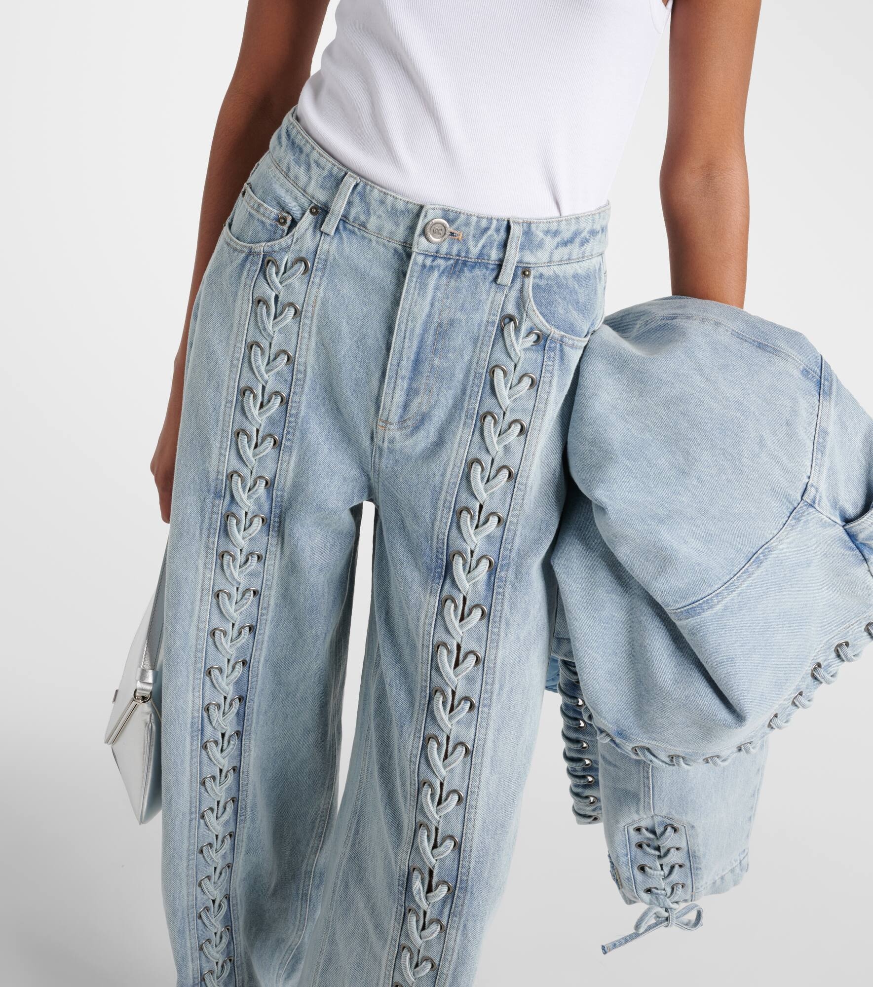 Lace-detail straight jeans - 4