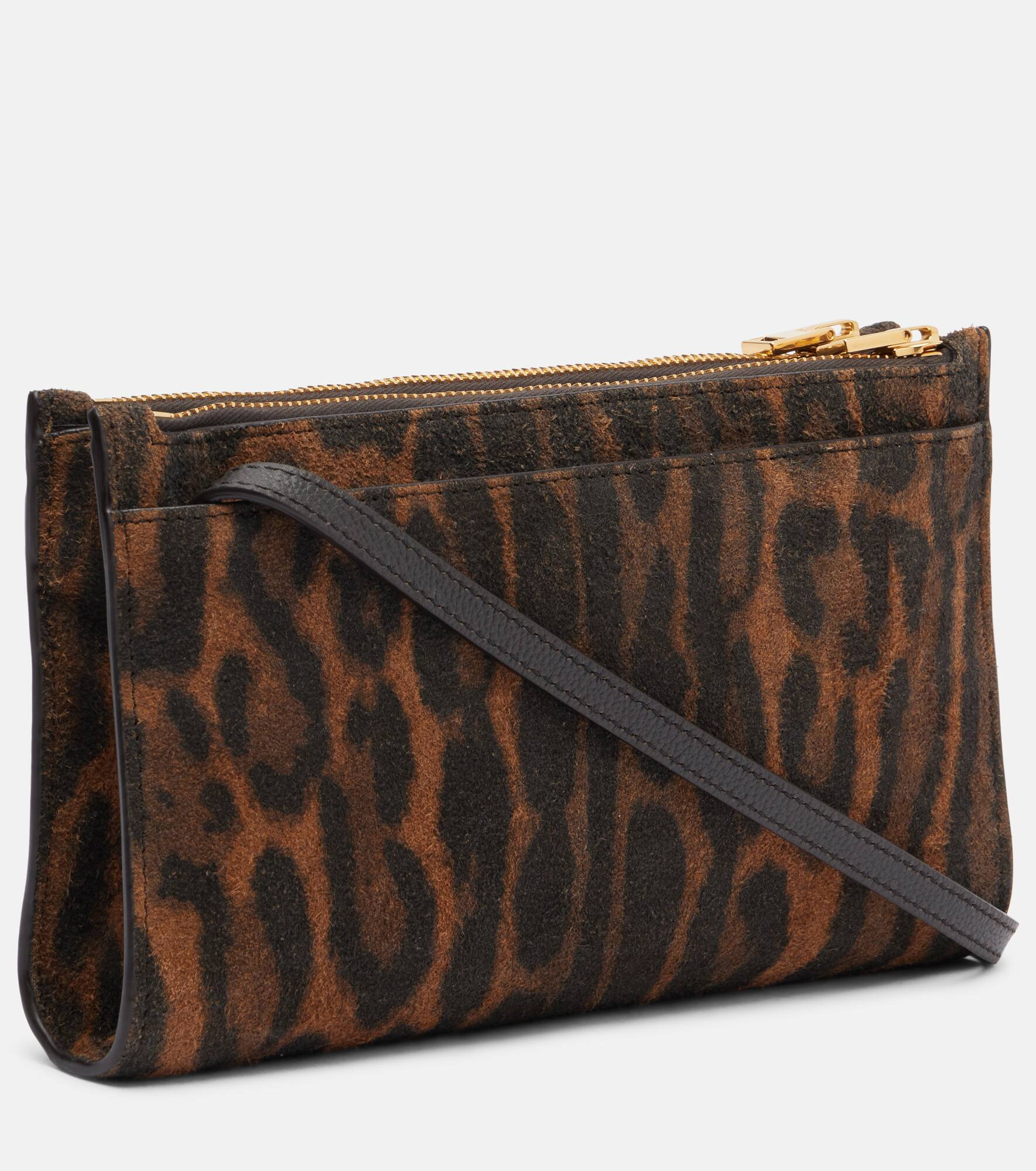 Padlock leopard-print suede crossbody bag - 4