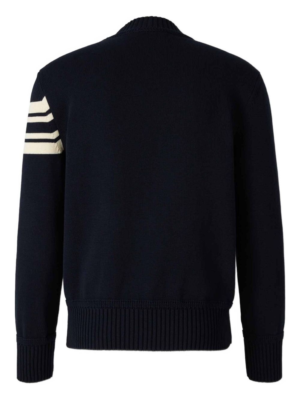 logo-embroidered striped-sleeve sweater - 2