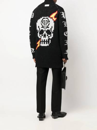 PHILIPP PLEIN intarsia-knit logo cardigan outlook