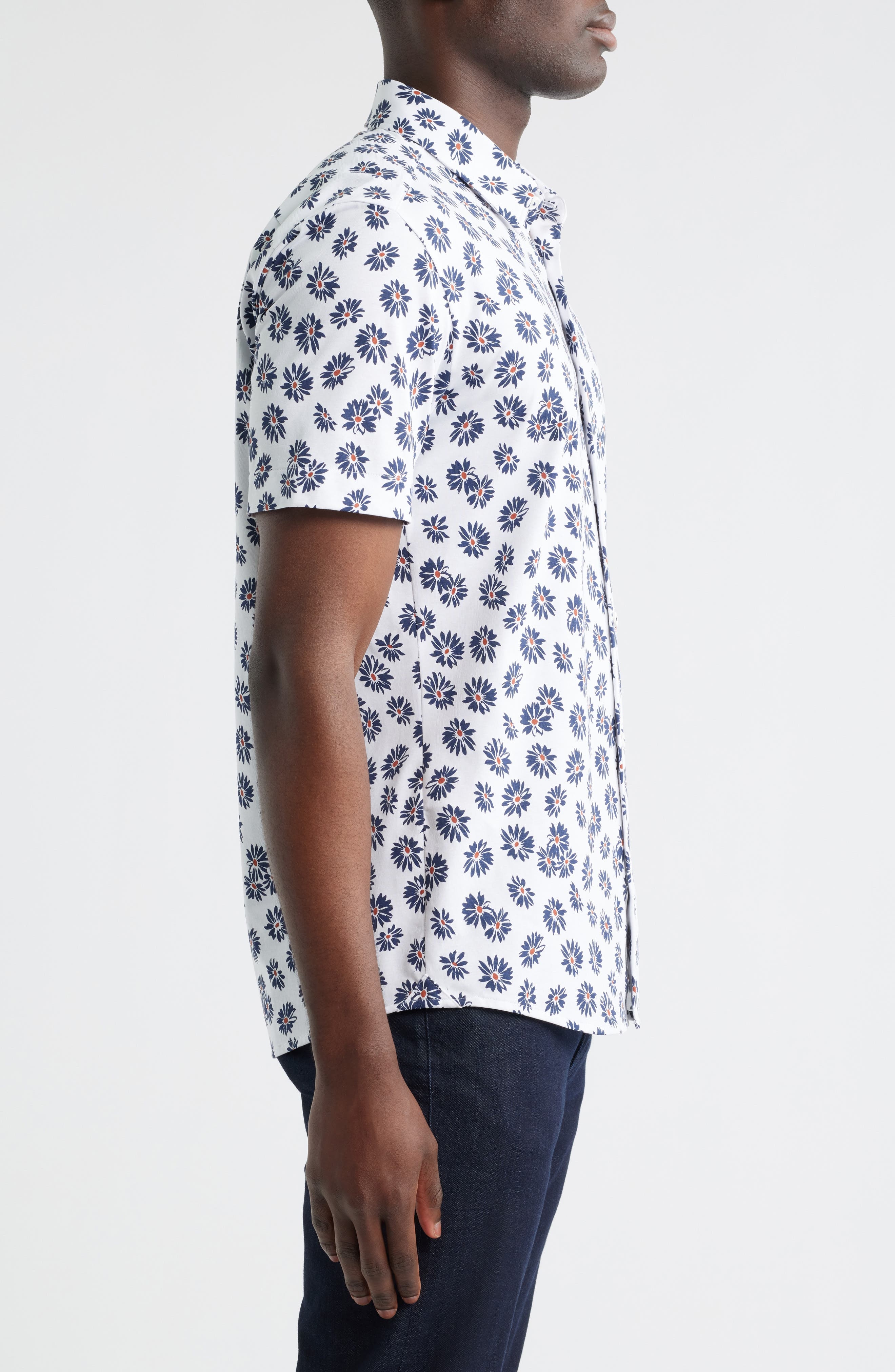 BOSS Roan Ken Floral Short Sleeve Button-Up Shirt in Dark Blue at Nordstrom - 3