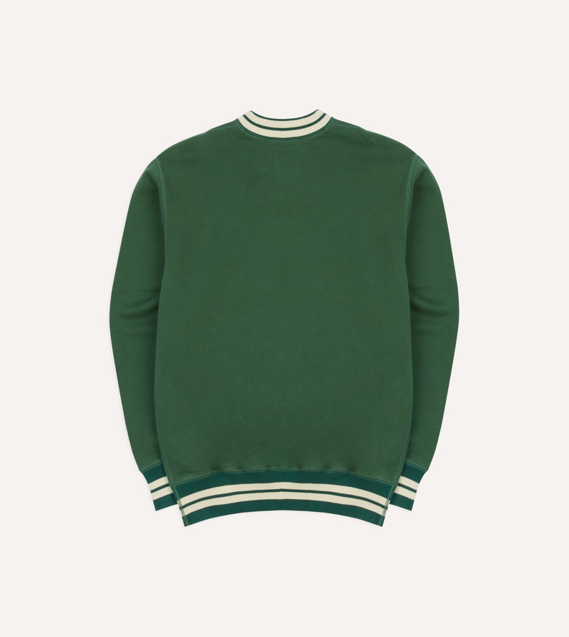 Green Striped Rib Cotton Jersey Sweatshirt 5
