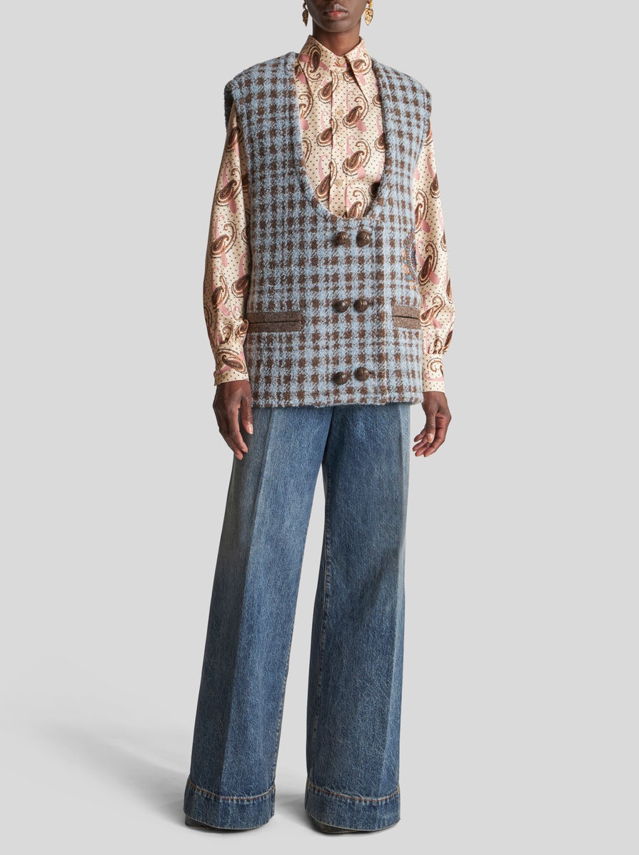 OVERSIZED HOUNDSTOOTH WAISTCOAT WITH EMBROIDERY - 4