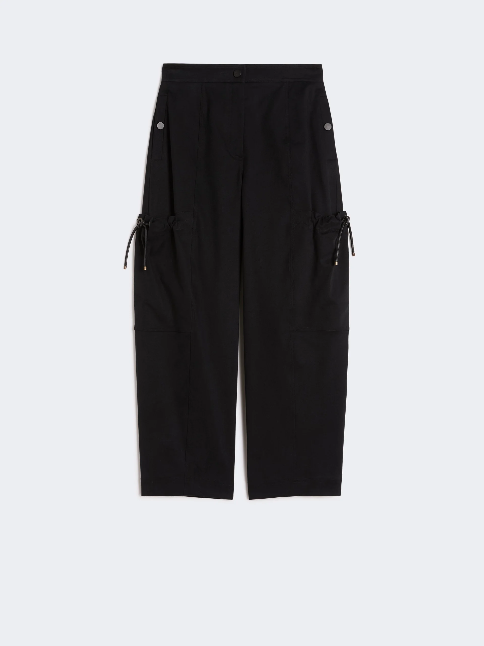 Stretch cotton cargo trousers - BLACK - 1