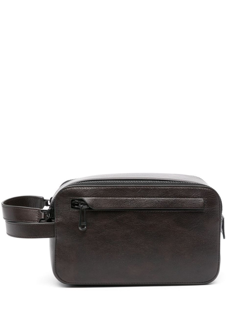 double-zip leather wash bag 1