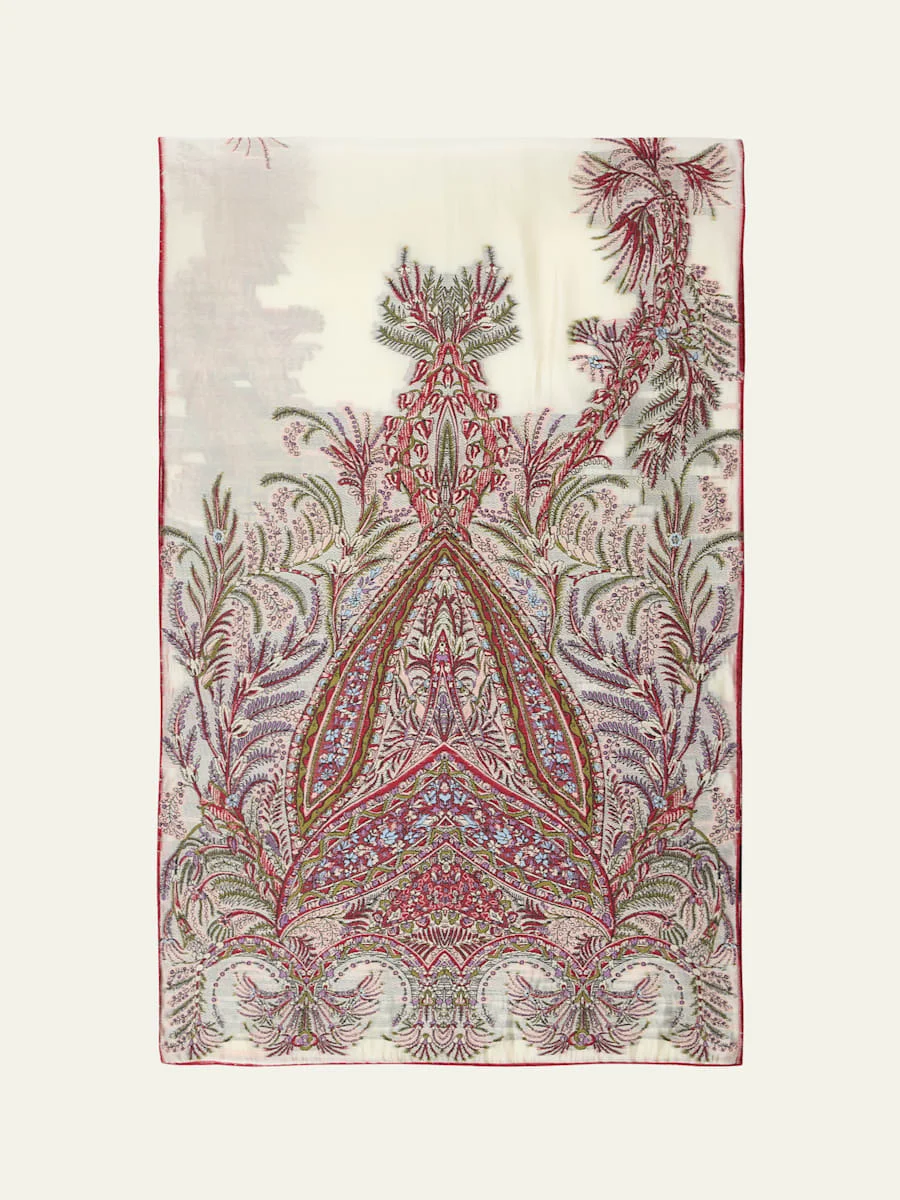 Paisley-Print Silk-Blend Scarf - 1