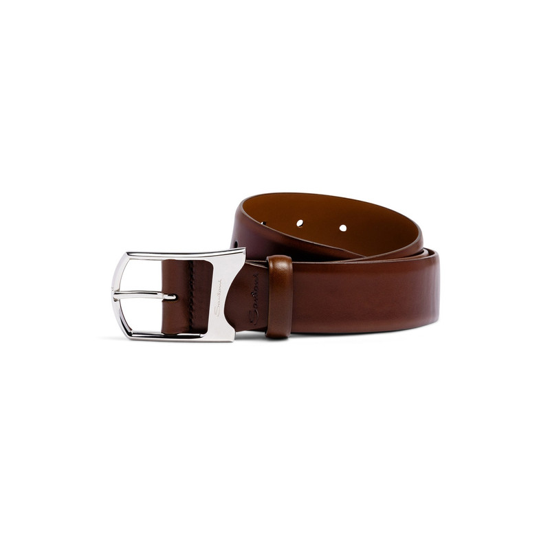 Men's brown leather adjustable belt 1
