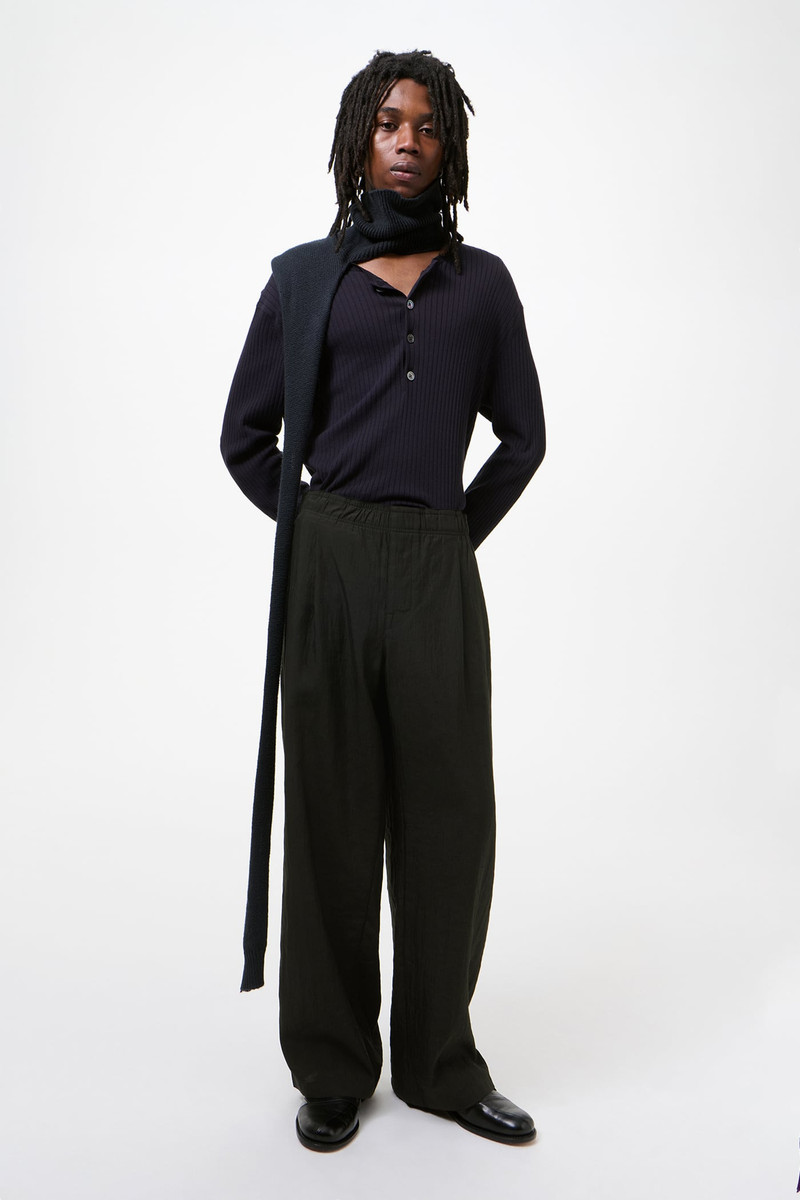 Our Legacy Leisure Trouser Soot Black Techflax outlook
