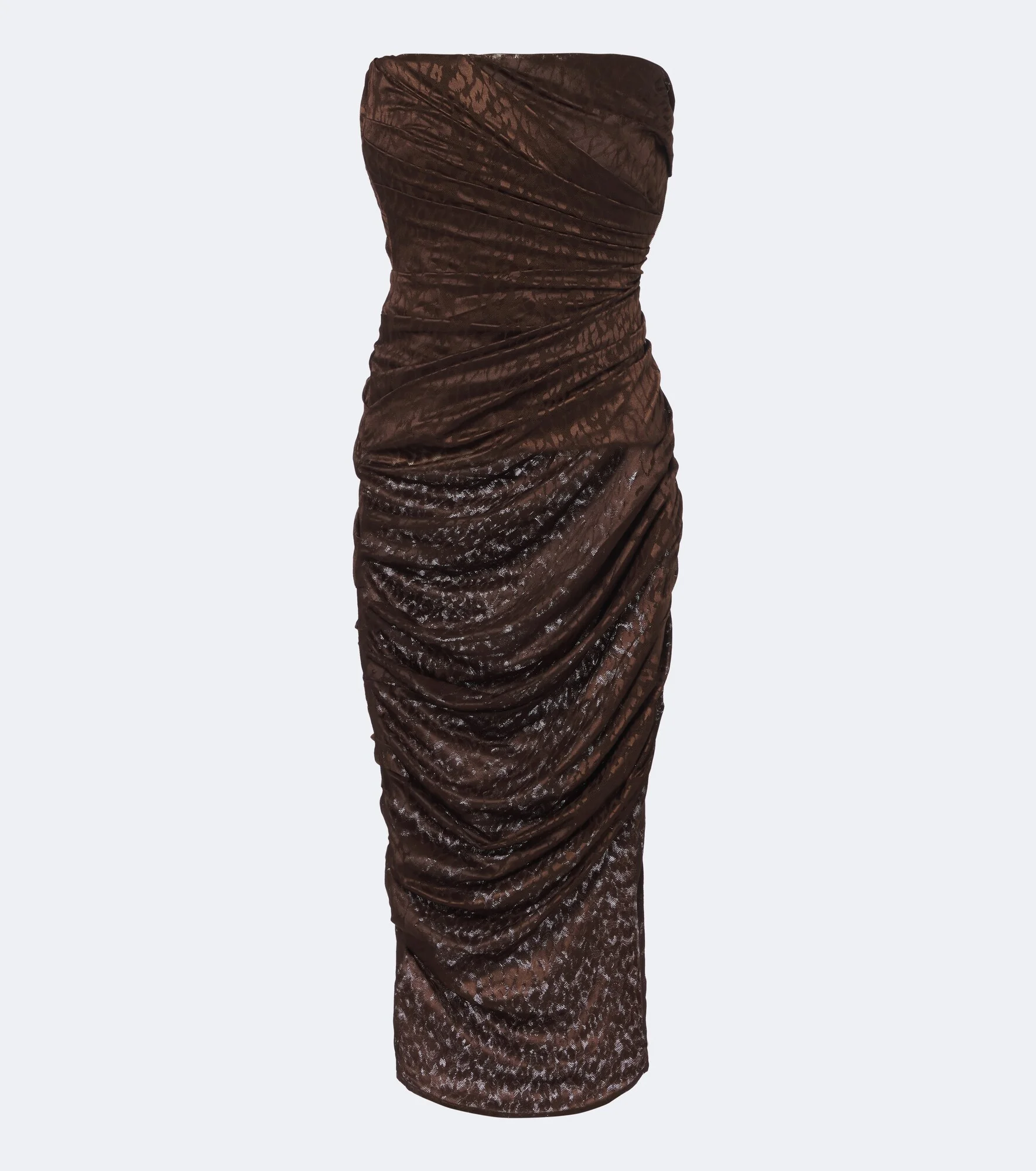 Leopard-print ruched lace midi dress - 1