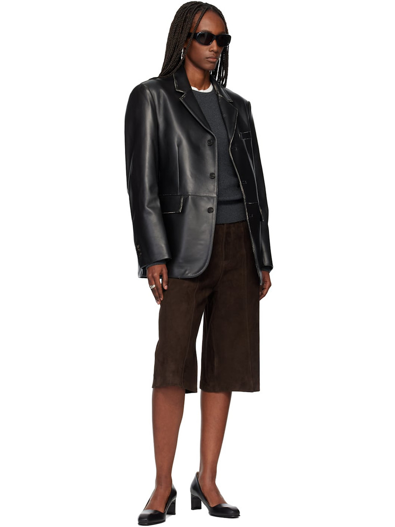 Tonywack Black Nappa Leather Distressed Tailored Jacket outlook