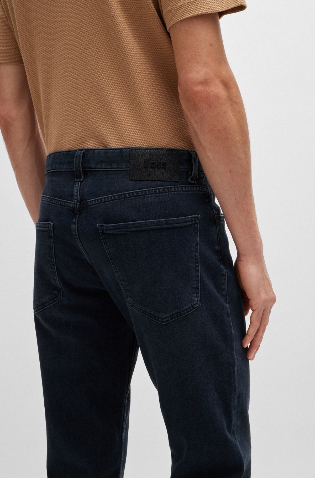 MAINE REGULAR-FIT JEANS IN COAL-NAVY ITALIAN DENIM - 5