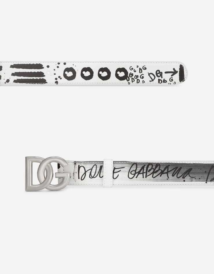 Calfskin belt with logo print - 3