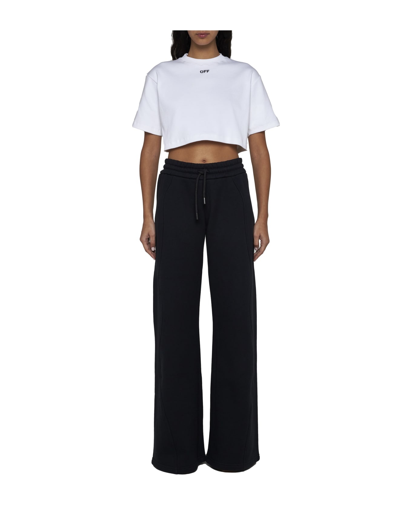 White Crop T-shirt With Logo - 2