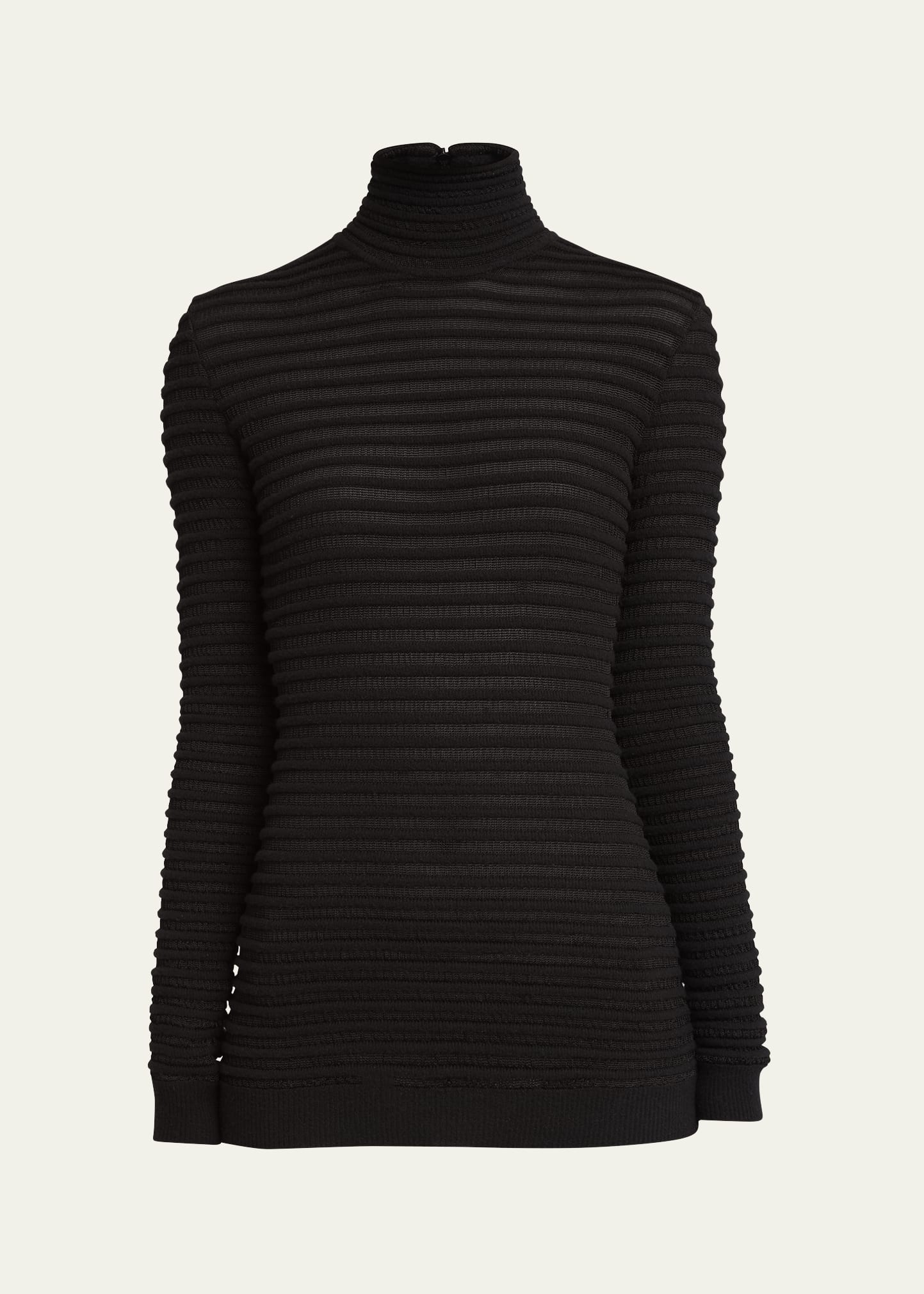Valentino Sheer Polo Neck Top Valentino Semi-Sheer Ribbed