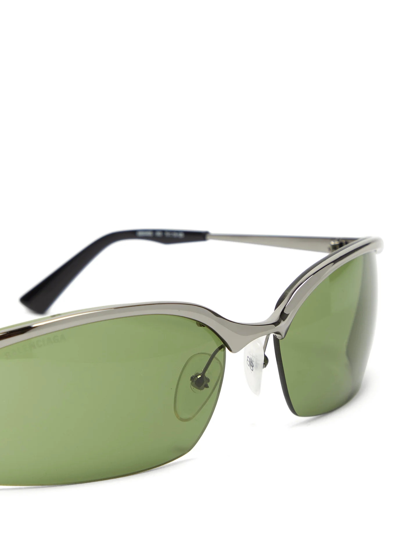 Rectangular half-frame metal sunglasses - 6