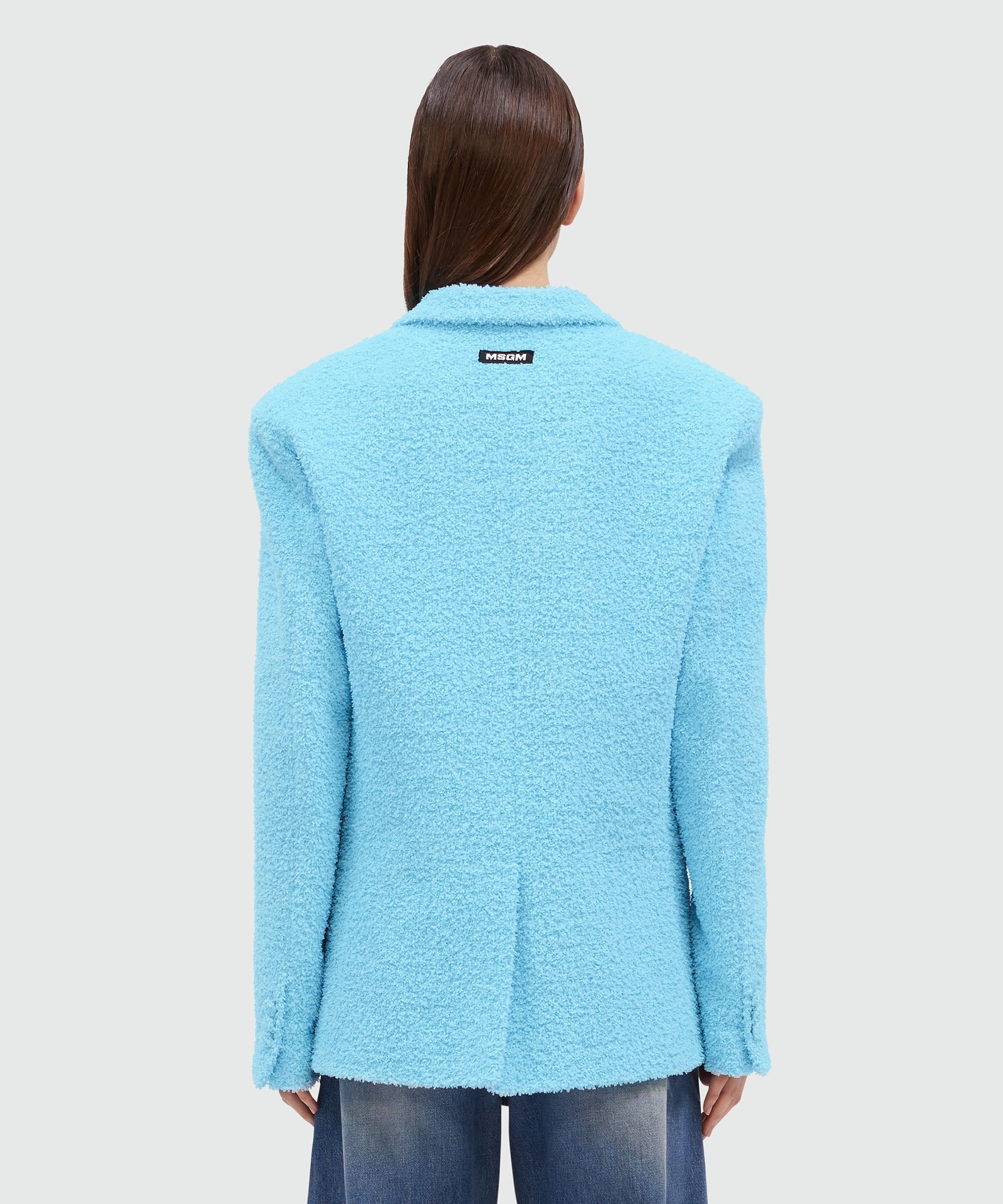 Light blue sponge-effect tweed jacket - 3